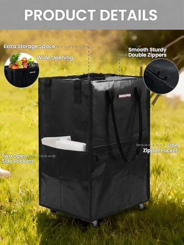 WORKPRO Large Rolling Grocery Bag, 36-Gallon Rolling Tote with 5 Wheels - Image 6