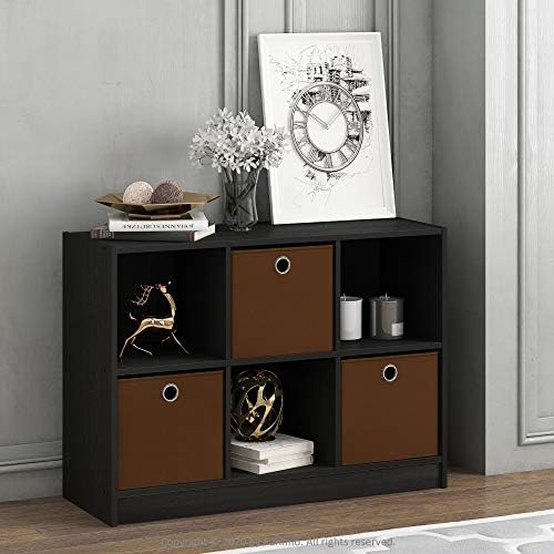 Furinno Basic 6-Cube Book Shelf with Open Shelf, 3 x 2, Espresso - Image 2