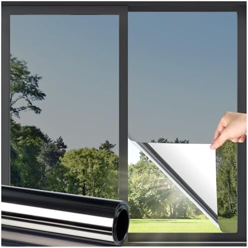 DOWELL Window Tint for Home, One Way Window Privacy Film, Black Silver by DOWELL