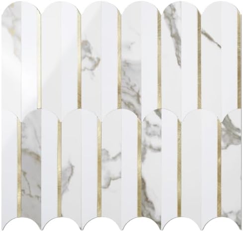 Vamos Tile Peel and Stick Backsplash Seamless Tile,Fish Scale,Glossy,10 pcs by VamosTile