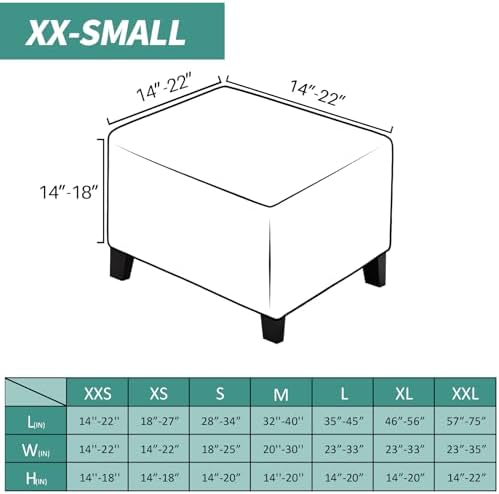 MAXIJIN Velvet Ottoman Cover Rectangular Stretch Square Ottoman Covers Slipcover Rectangle Washable Foot Stool Cover Thick Storage Protector with Elastic Bottom (Ottoman XX-Samll, Dusty Blue) - Image 3