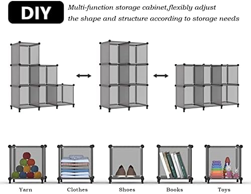 AWTATOS Cube Storage Organizer, Closet Organizers, 6 Cube Shelf, Grey - Image 6