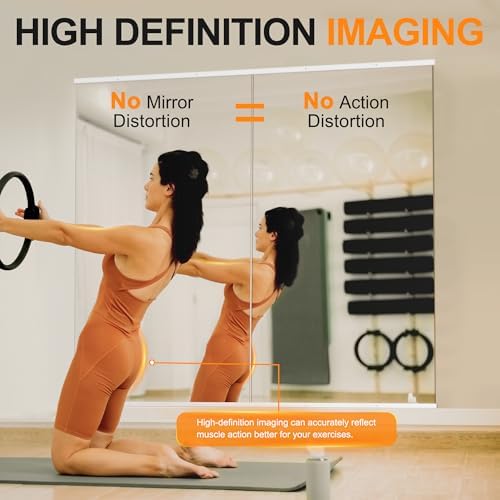 Delma Home Gym Mirror, 50''x25''x2PCS White Wall Mounted Large Frameless Tempered Glass Wall Mirror for Home Gym, Garage, Bedroom, Bathroom - Image 3