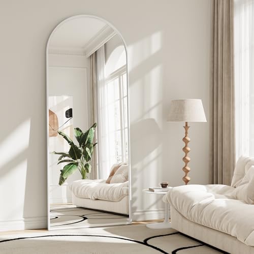 Mirror Full Length, 26"x71" Large Arched Floor Full Length Mirror with Stand, Room Decor Big Full Body Floor Mirror with HD Tempered Glass Aluminum Frame for Bedroom Living Room, White - Image 6