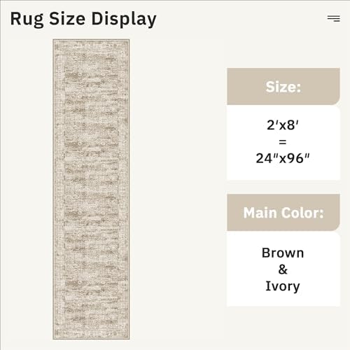 Soalmost Runner Rug 2x8 Washable Non-Slip Hallway Kitchen Runners Brown - Image 5
