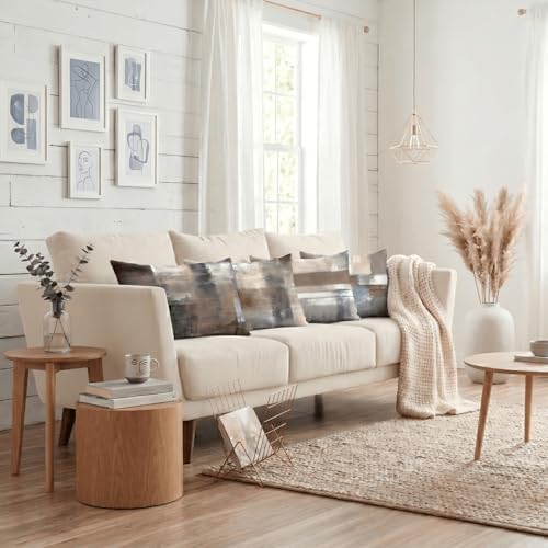 Set of 4 Abstract Throw Pillow Covers 12x20 Brown Tan Gray - Image 6