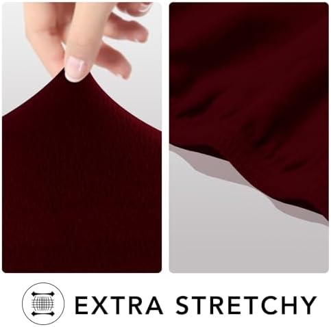 PureFit Super Stretch Sofa Slipcover – Spandex Non Slip Soft Couch Sofa Cover, Washable Furniture Protector with Non Skid Foam and Elastic Bottom for Kids, Pets (Oversized, Wine) - Image 3
