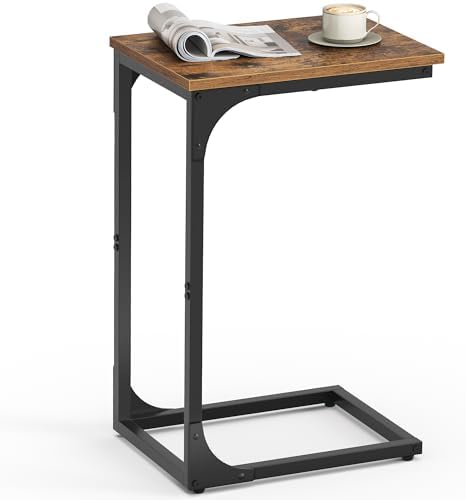 VASAGLE C-Shaped End Table, Small Sofa Side Table with Metal Frame by Unknown