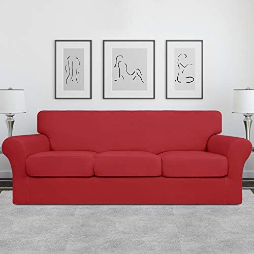 Easy-Going 4 Pieces Stretch Sofa Cover for 3 Cushion Couch Washable - Image 2