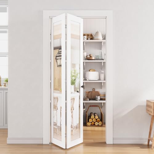 SMARTSTANDARD 30" x 80" Bifold Doors, Mirror Closet Folding Doors, MDF - Image 2