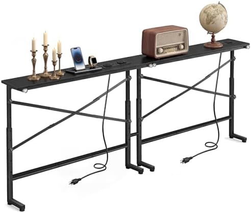 78.8 Inch Behind Couch Table with 2 AC Outlet, Narrow Console Table by Unknown