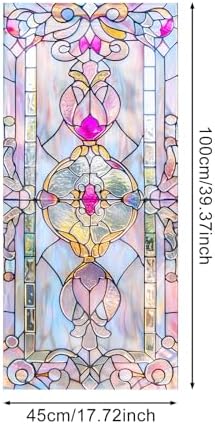 IVN Stained Glass Window Film 17.7x39.3 inch Purple Diamond Window Privacy Film - Image 3