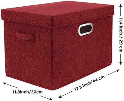 TYEERS Large Collapsible Storage Bins with Lids, Organization Bins for Closet Storage, Clothes Storage, Folding Storage Box with Lids for Home Office Storage - 3 Pack - Red Wine - Image 2