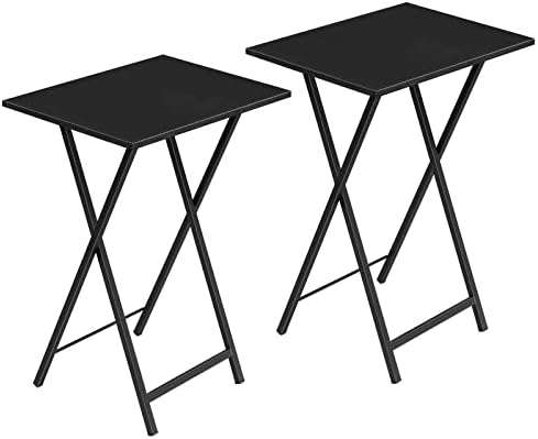 HOOBRO Folding TV Tray Tables, Set of 2 Side Tables for Small Space, Industrial Snack Desk for Eating at Couch, Stable Metal Frame, Easy Assembly, Space Saving, Black BK25BZ01 by HOOBRO