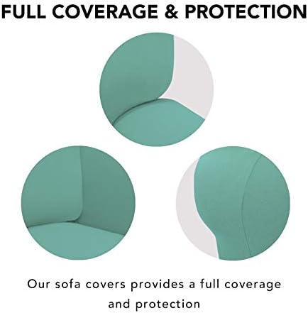 PureFit Stretch Couch Covers for Sofa 4 Seater Slipcovers Cyan - Image 3