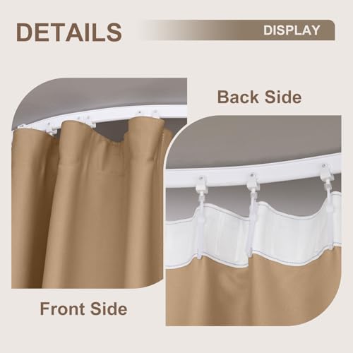 MaKefeile Room Divider Curtains & Flexible Bendable Tracks Set,Privacy Dividers Ceiling Track Curtain Window Blackout Curtains for Living Room Bedroom (W120 × H96 in 1 Panel Khaki Drape & White Rail) - Image 5