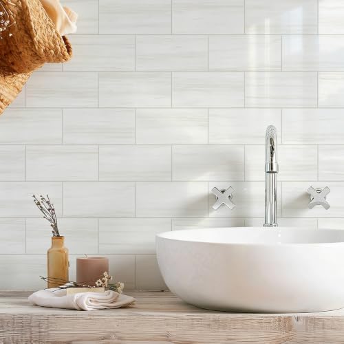 STICKGOO 10-Sheet Backsplash Peel and Stick Subway Tile(Thicker Design, Glossy Dolomite White) - Image 4