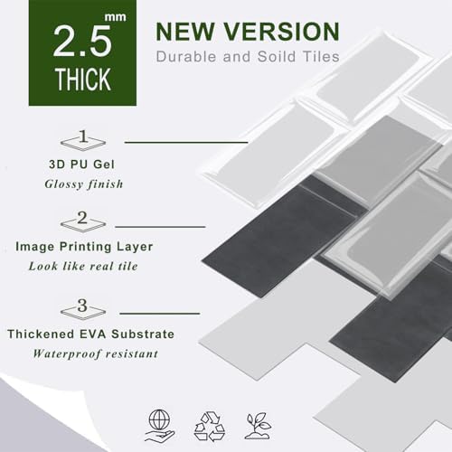STICKGOO 10-Sheet Subway Tile Peel and Stick Backsplash, Self Adhesive Vinyl Wall Tiles, Stick on Backsplash for Kitchen and Bathroom(Thicker Design) - Image 6