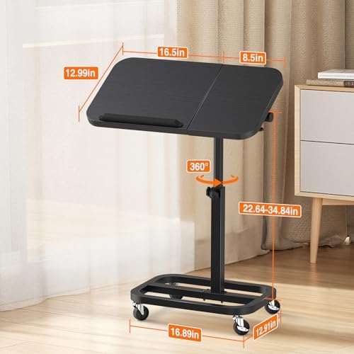 Portable Rolling Over Bed Laptop Desk, Adjustable Height and Tilt for Home - Image 5