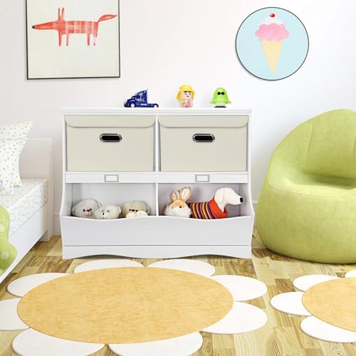 8-Pack Large Collapsible Storage Bins with Lids,Fabric Storage Cubes Organizer for Shelves,Closet,Nursery,Foldable Cube Storage Baskets with Handles,Home Boxes (14.9"x9.8",Creamy-White) - Image 5