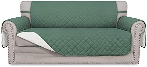 Easy-Going Reversible Couch Cover, 2 Cushion Sofa, Cyan/Ivory by Easy-Going