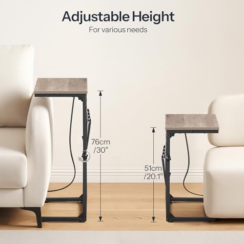 HOOBRO Side Table for Couch, Adjustable Height C Shaped End Table - Image 3