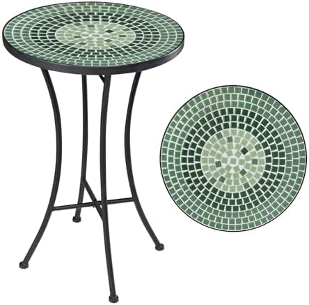 MUMTOP 14" Mosaic Outdoor Side Table, Small Round Patio Accent Table,Green by MUMTOP