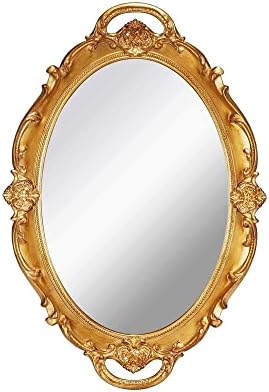 YCHMIR Vintage Mirror Small Wall Mirror Hanging Mirror 14.5 x 10 inchs Oval Gold by YCHMIR