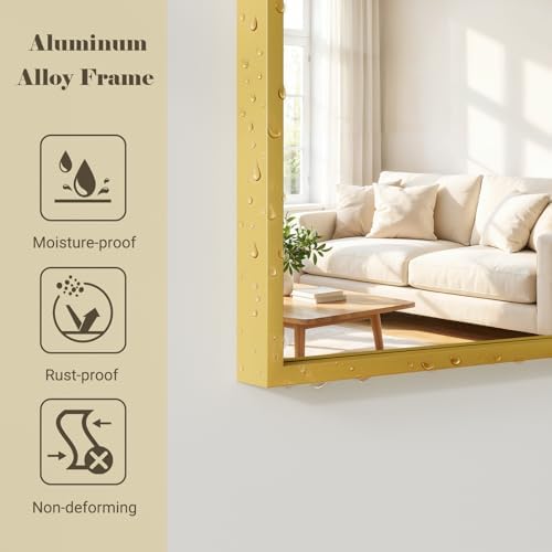 Large Full Length Mirror, 36"x80" Arched Floor Mirror Full Length with Stand, Room Decor Big Full Body Mirror with HD Tempered Glass Aluminum Frame for Bedroom Living Room, Gold - Image 5