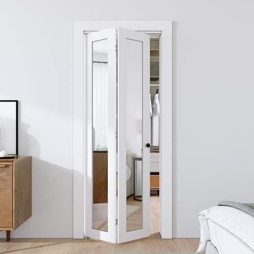 SMARTSTANDARD 30" x 80" Bifold Doors, Mirror Closet Folding Doors, MDF by SMARTSTANDARD