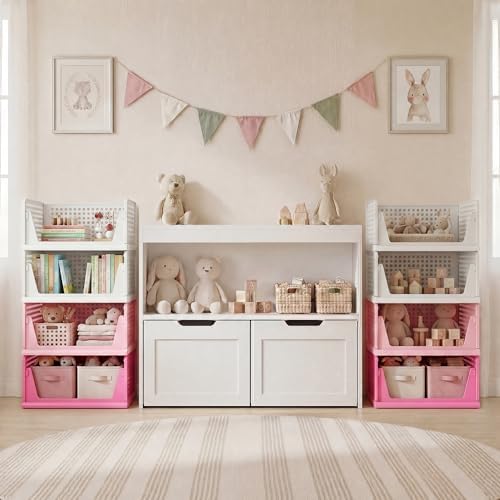 Pink Girl Closet Organizers and Storage Stackable Plastic Drawer Basket for Clothing Stackable Storage Bins Shelf Storage Container for RV Closet Wardrobe Bedroom Bathroom Playroom 8 Pack - Image 2
