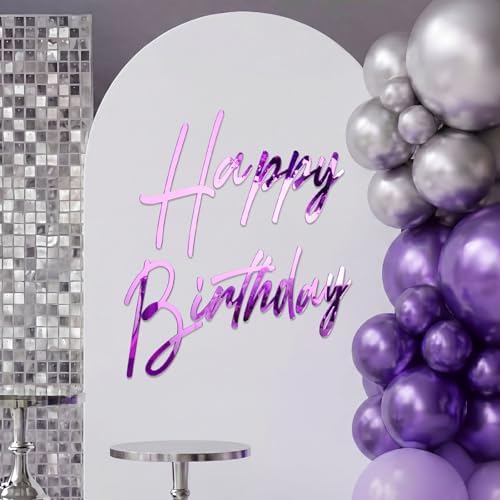 Yousoontic Happy Birthday Sign for Backdrop, 23 x 20 Inch, Classic, Purple by Yousoontic