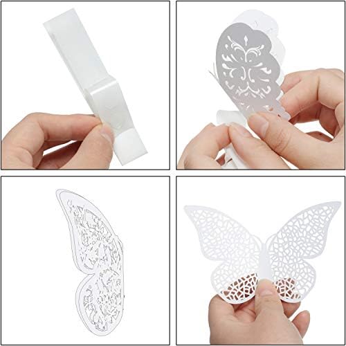 Bememo 72 Pcs 3D Butterfly Wall Decals, 3 Sizes,White | Metallic Hollow Design for Bedroom Living Room, Removable Adhesive Wall Decor, Easy Peel Stick Party Decoration Stickers - Image 5