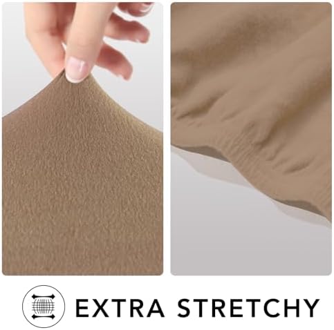 PureFit Super Stretch Sofa Slipcover – Spandex Non Slip Soft Couch Sofa Cover, Washable Furniture Protector with Non Skid Foam and Elastic Bottom for Kids, Pets (Oversized Loveseat, Camel) - Image 3