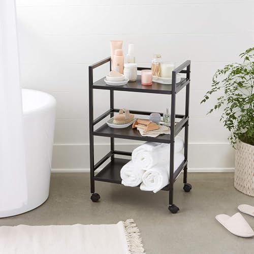 Amazon Basics 3-Tier Metal Rolling Utility Cart, Storage Organizer, Multifunctional Storage, Mobile Shelving, Black - Image 5