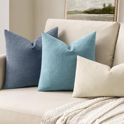 MIULEE Smoke Blue Chenille Couch Throw Pillow Covers, 20x20 - Image 2