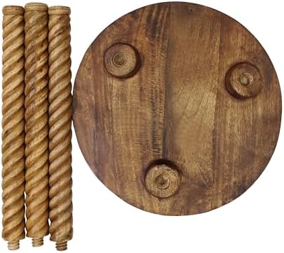 COTTON CRAFT Solid Wood End Table - 18 Inch Round Natural Hand Carved Table - Image 6