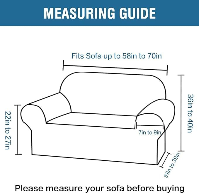 H.VERSAILTEX Stretch Couch Cover Loveseat Covers for 2 Cushion Couch Slipcover|Sofa Cover for Loveseat 1 Piece with Elastic Bottom, Checked Jacquard Fabric(58'-70' Wide, Rust) - Image 2