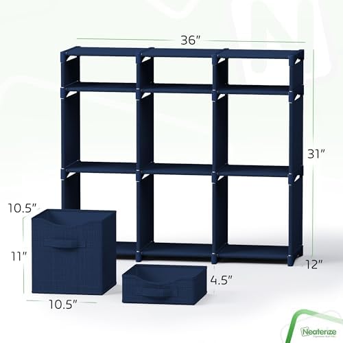 Cube Storage Organizer with Storage Bins Included - The Perfect Closet Organizers and Storage Solution. Includes 9 Storage Cubes, Great For Toy Storage, Closet Storage, Clothes Storage (Navy) - Image 3
