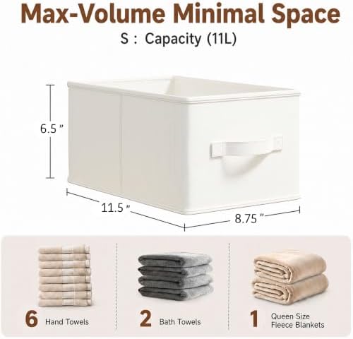 3-Pack Closet Storage Bins, Foldable Fabric Storage Baskets, Beige - Image 2