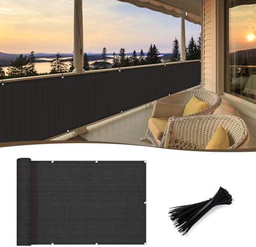 SUNNY GUARD 3' x 6' Balcony Privacy Screen, HDPE Patio Railing Cover Fence by SUNNYGUARD