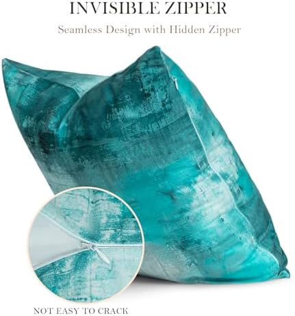 Teal Abstract Throw Pillow Covers 18x18 Set of 4 - Image 5