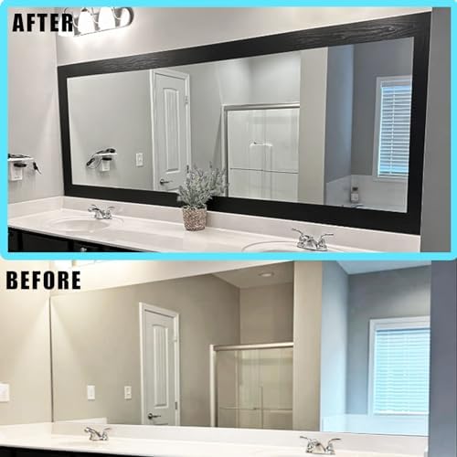 DESOMINOR 32FT Black Border Peel &Stick Black Wood Grain Wallpaper Border Removable Waterproof Bathroom Mirror Frame Sticker (Black, 3.93Inch X 32.8Ft) (Pack of 3) - Image 3