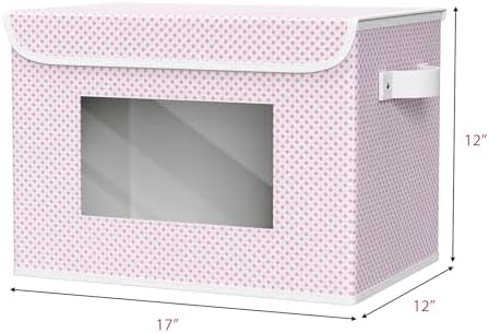 Univivi Fabric Foldable Storage Boxes with Lids, 4 Pack, Pink - Image 2