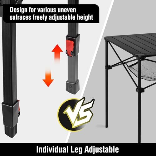 VILLEY Folding Camping Square Table, Portable Aluminum Table, Small - Image 6