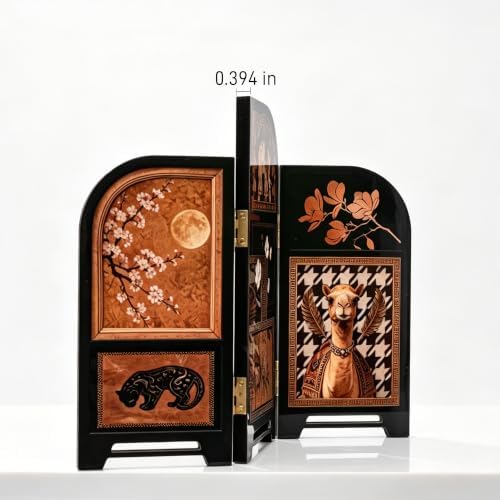 3-Panel Arched Tabletop Folding Screen, Vintage Eclectic Animal - Image 4