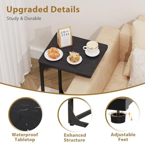 C Shaped End Tables Couch Table TV Trays Set of 2, 11.8" Wide, Black - Image 4