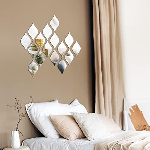 Weysat 30 Pcs Mirror Decals 3D Tear Drop Acrylic Wall Sticker Decor, Silver - Image 5