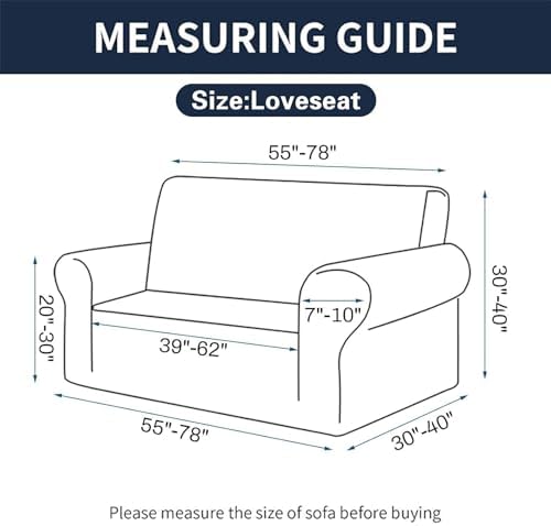 Cupuamon 2026 New Stretch Loveseat Sofa Slipcovers Couch Cover for 2 Cushion Furniture Protector Sofa Covers with Elastic Bottom Jacquard Fabric Small Checks for Pets, Kids - Black - Image 2
