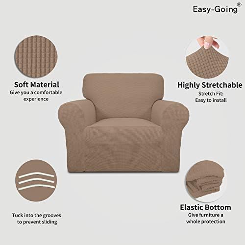 Easy-Going Stretch Chair Slipcover with Arm Washable Camel - Image 3